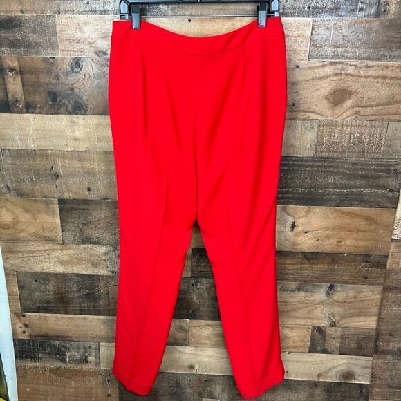 Lafayette 148 New York Clinton Cuffed Pants Red Creased Trousers Size 6 - Picture 10 of 16